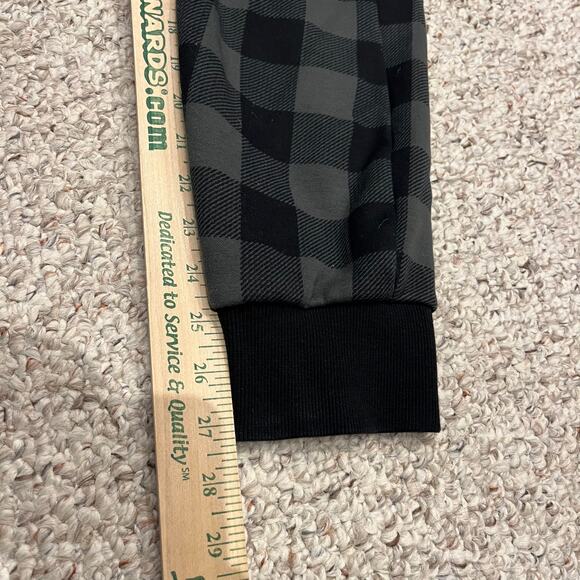 Fabletics Men's Plaid Jogger Pants Sz M Gray Lounge Active Drawstring - Picture 4 of 5